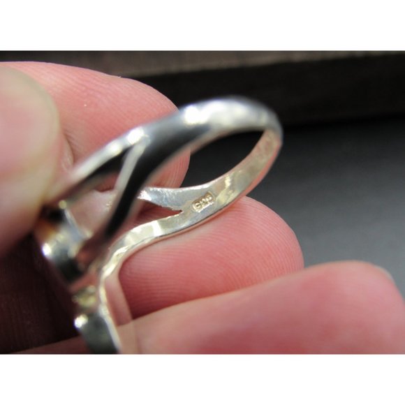 Size 8.25 Sterling Silver Fancy Swirling Shell Finger Band Ring Vintage - Picture 4 of 7